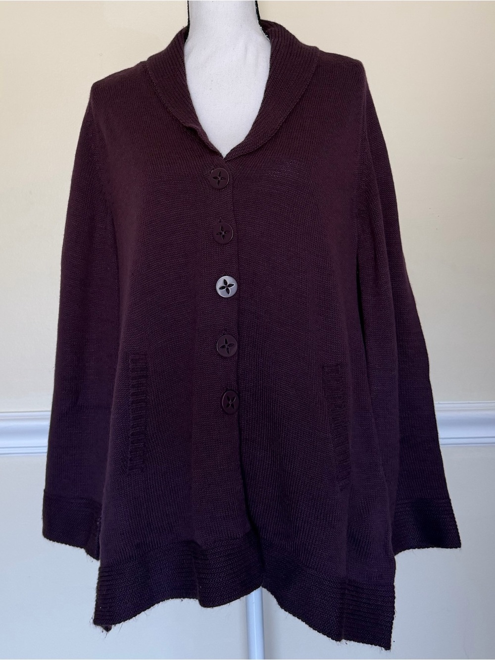 White Stag Shawl-Collar Button Cardigan Dark Plum Charmed Gilmore Friends Whimsy